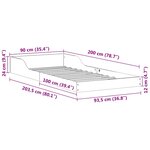 vidaXL Cadre de lit Marron 90 x 200 cm Bois massif en pin