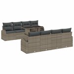 vidaXL Ensemble de canapé de jardin 9 Pièces Gris Poly Rattan