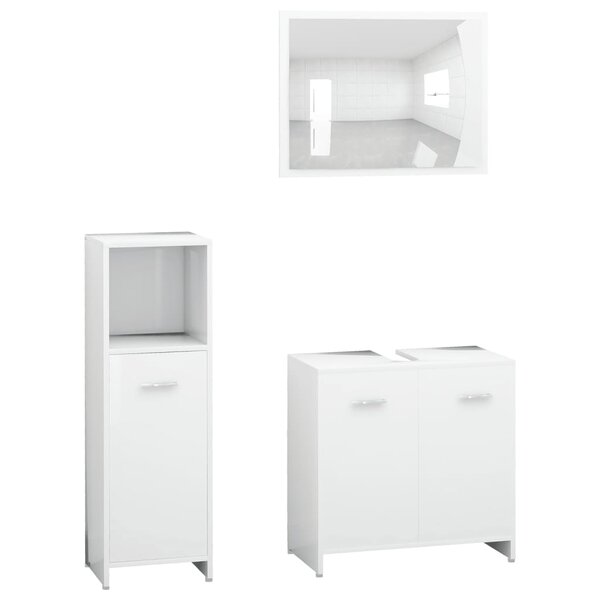 vidaXL Ensemble de meubles de salle de bain 3Pièces Blanc Bois ingénierie
