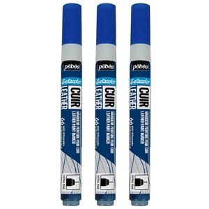 Marqueur Acrylique Setacolor Spécial Cuir Mat Satiné Extra Fine Bleu Ultramarin x 3 PÉBÉO