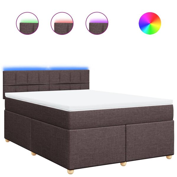 vidaXL Sommier à lattes de lit avec matelas Marron foncé 140x190 cm
