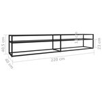 vidaXL Meuble TV noir 220x40x40 5 cm verre trempé