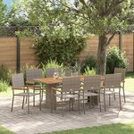 vidaXL Ensemble de salle à manger pour jardin 9 Pièces Gris