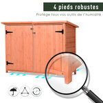 Armoire de jardin sur pied double porte étagère et toit bitumé relevable dim. 128L x 50l x 90H cm bois sapin pré-huilé