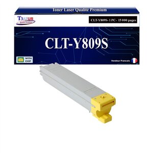 T3AZUR - Toner compatible avec Samsung CLT-Y809S pour Samsung CLX9201NA CLX9251NA CLX9301NA MultiXpress C9201NA C9251NA C9301NA - Jaune