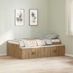 vidaXL Cadre de lit avec rangement chêne artisanal 100 x 200 cm