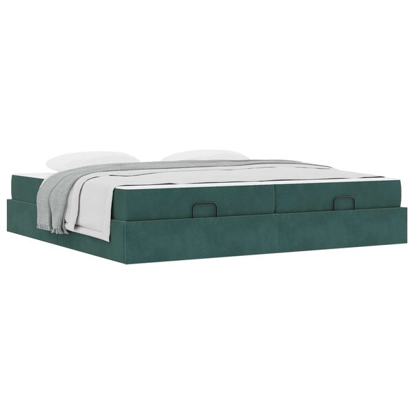 vidaXL Cadre de lit avec matelas avec matelas 2 Pièces Vert Velours