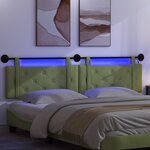 vidaXL Tête de lit suspendue Avec lumière LED Vert clair Velours