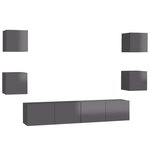 vidaXL Ensemble de meubles TV 6 Pièces Gris brillant Aggloméré