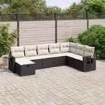vidaXL Salon de jardin 8 Pièces avec coussins noir résine tressée