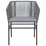 vidaXL Ensemble à manger jardin coussins 7 Pièces gris poly rotin verre