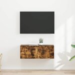 vidaXL Meuble TV mural 2 Pièces Chêne fumé 60 x 31 x 29.5 cm