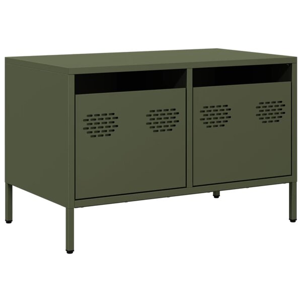 vidaXL Meuble TV vert olive 68x39x43 5 cm acier laminé à froid