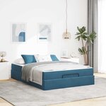 vidaXL Cadre de lit avec matelas avec matelas 2 Pièces Bleu Velours
