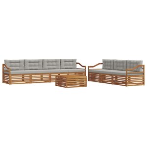vidaXL Ensemble de canapés d'extérieur 8 Pièces Gris Naturel et Clair