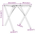 vidaXL Pieds de table à manger cadre en X 60x60x73 cm acier