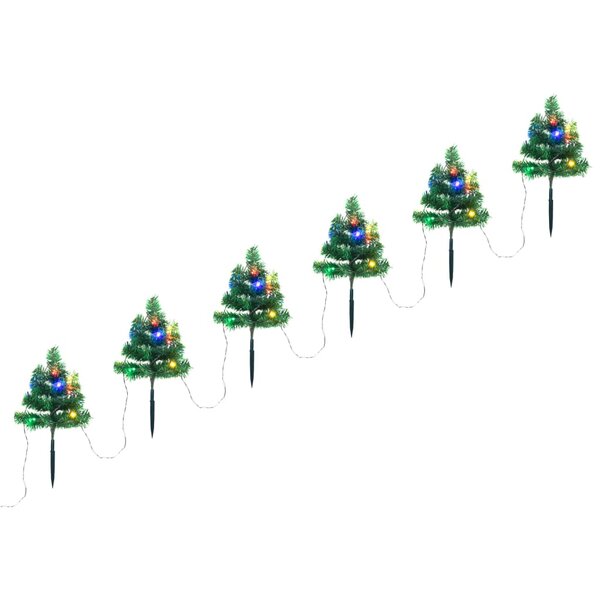 vidaXL Arbres d'allée de Noël 6 Pièces avec LED multicolores 45 cm PVC