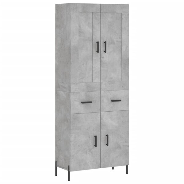 vidaXL Buffet haut Gris béton 69 5x34x180 cm Bois d'ingénierie