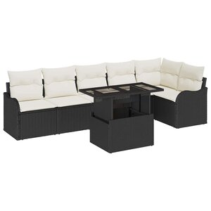 vidaXL Ensemble de canapé de jardin 7 pc Noir Poly Rattan
