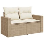 vidaXL Salon de jardin avec coussins 7 Pièces beige résine tressée