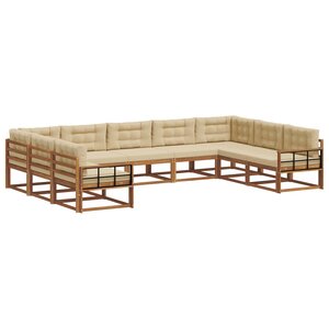 vidaXL Ensemble de canapés d'extérieur 9 Pièces Naturel et Beige