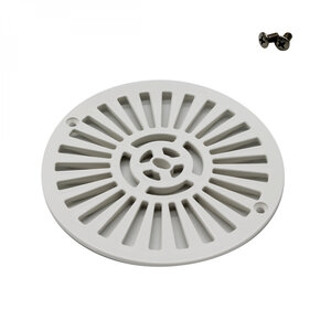 Grille bonde de fond ronde avec vis pour piscine béton - Diam 17,5 cm - Blanc