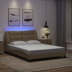 vidaXL Cadre de lit avec lumières LED cappuccino 140x200 cm similicuir