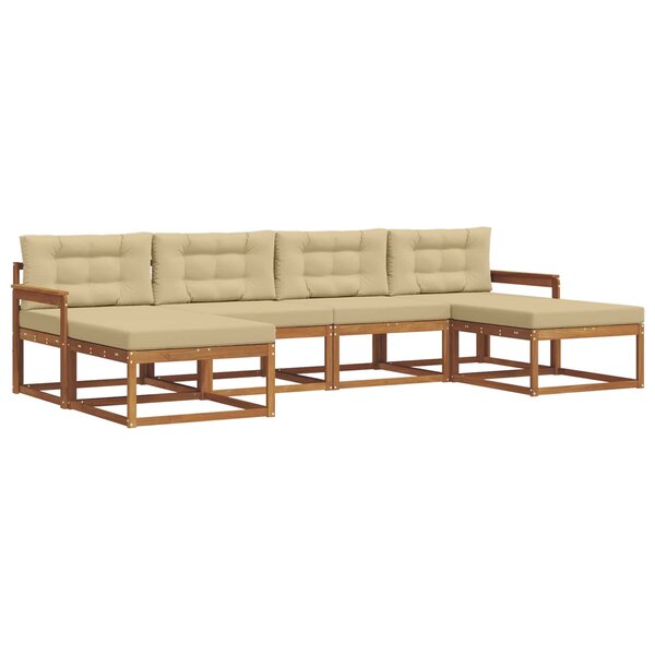 vidaXL Ensemble de canapés d'extérieur 6 pc Naturel et Beige