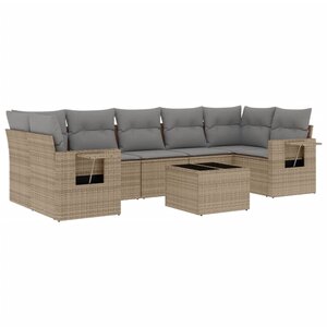 vidaXL Salon de jardin avec coussins 8 Pièces beige résine tressée