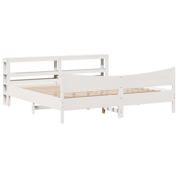 vidaXL Cadre de lit et tête de lit blanc 180x200 cm bois de pin massif