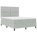Lit Box Spring vidaXL avec Matelas & Lumière LED Gris clair 160x200 cm Velours