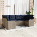 vidaXL Ensemble de Canapés avec coussin 6 Pièces Gris Poly Rattan