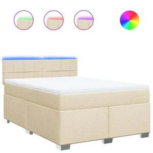 vidaXL Sommier à lattes de lit avec matelas Crème 140x200 cm Tissu