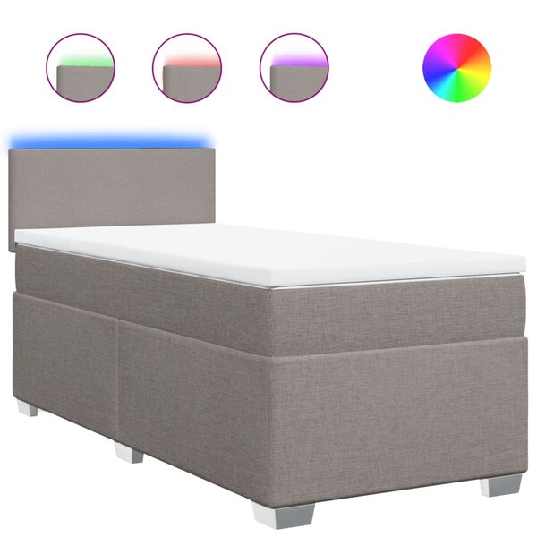vidaXL Sommier à lattes de lit avec matelas Taupe 90x200 cm Tissu