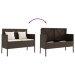vidaXL Banc de jardin avec coussins marron résine tressée