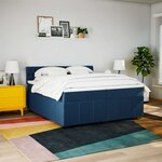 vidaXL Sommier à lattes de lit avec matelas Bleu 200x200 cm Tissu