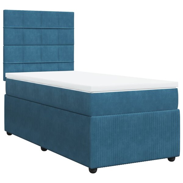 vidaXL Sommier à lattes de lit avec matelas Bleu foncé 90x190 cm