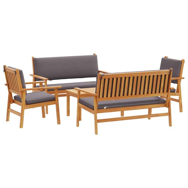 vidaXL Ensemble de canapé de jardin 5 Pièces Marron 75 x 45 x 38cm