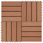 vidaXL Carreau de terrasse en relief 11 Pièces WPC 30 x 30 cm 1 m² Marron