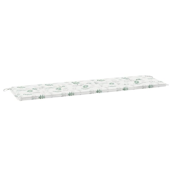 vidaXL Coussin de banc de jardin Floral Blanc et vert 180 x 50 x 4 cm
