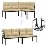 vidaXL Bancs de jardin avec coussins lot de 2 acier enduit de poudre
