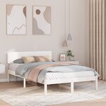vidaXL Cadre de Lit avec Headboard Blanc 120x190 cm Bois de pin massif