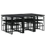 vidaXL Ensemble à manger de jardin 11 Pièces coussins noir résine tressée