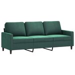 vidaXL Canapé à 3 places avec repose-pieds Vert foncé 180 cm Velours