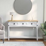 vidaXL Table d'appoint avec tiroir Blanc 114 x 34 5 x 73 cm Pin massif