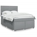 vidaXL Sommier à lattes de lit avec matelas Gris clair 160x200cm Tissu
