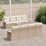 vidaXL Ensemble de canapé de jardin 9 Pièces Beige Poly rotin