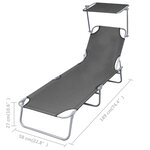 vidaXL Chaise longue pliable avec dossier réglable Gris