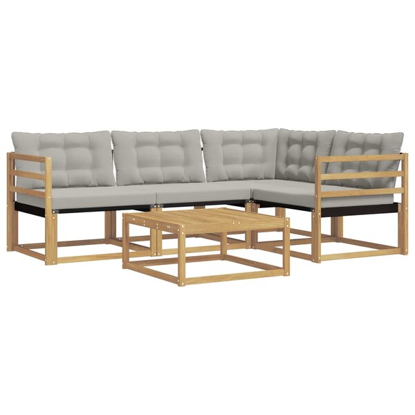 vidaXL Ensemble de canapés d'extérieur 5 pc Blanc et gris clair