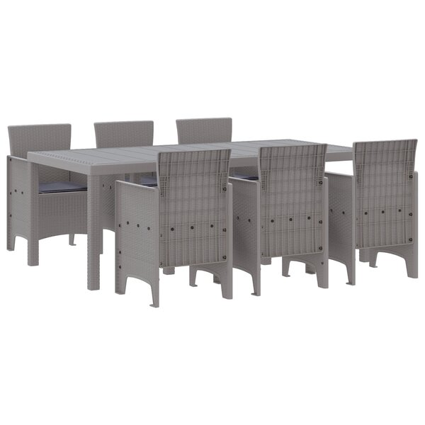 vidaXL Ensemble de salle à manger de jardin de 7 pièces avec coussins Gris clair Poly Rotin